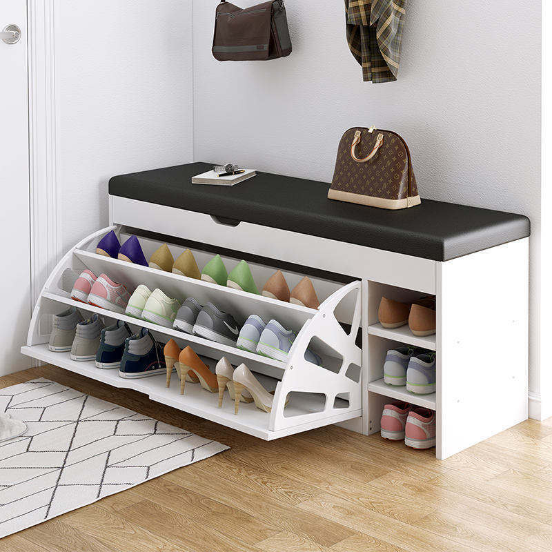 Factory Wooden White Shoe Storage Cabinet Unit Shoe Rack With Shelf 2 Rotatable Shoe Cabinet Furniture