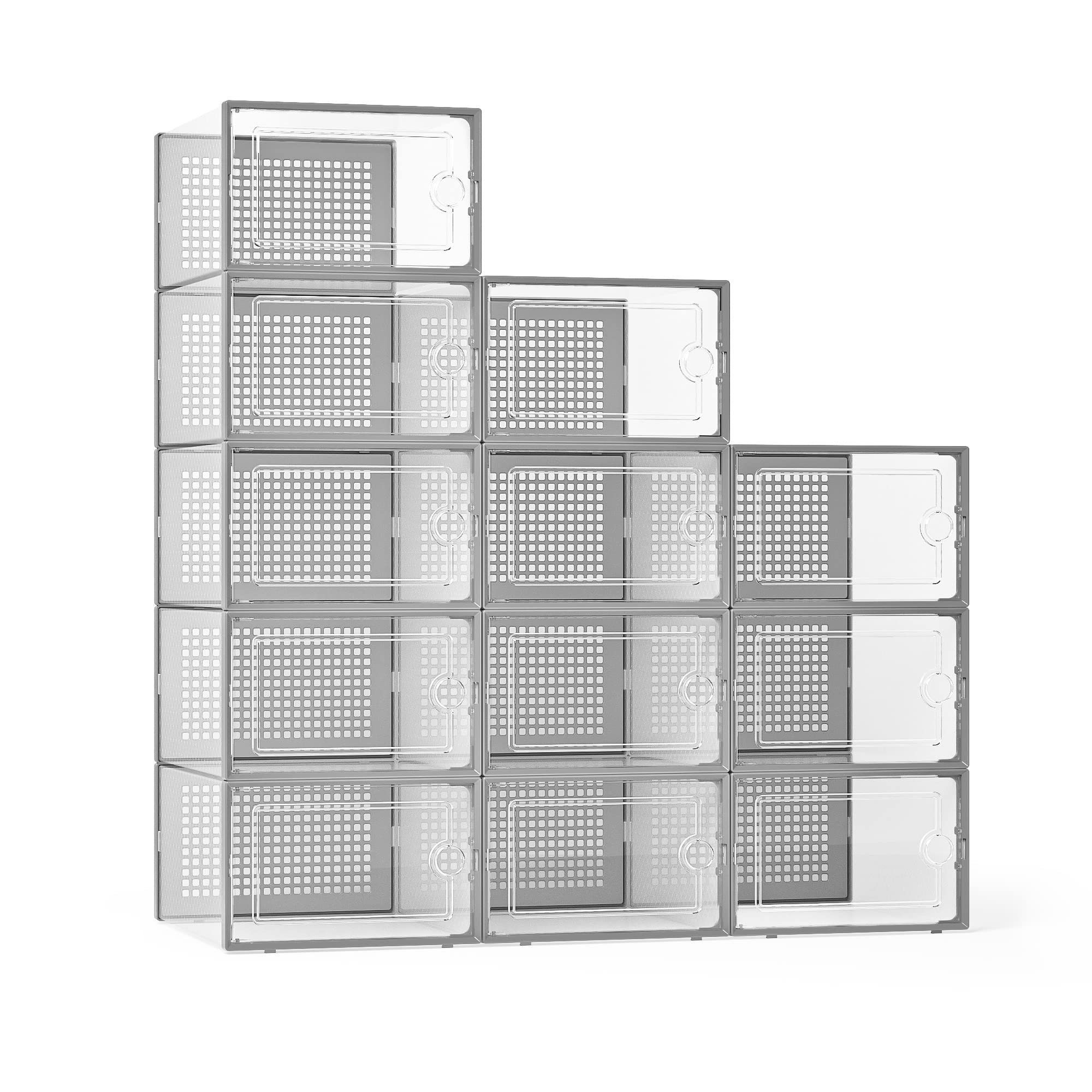 SMILESPACE Wholesale Transparent Plastic Sneaker Stackable Shoe Storage Boxes For Shoes Display Shoe Case