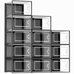 SMILESPACE Wholesale Transparent Plastic Sneaker Stackable Shoe Storage Boxes For Shoes Display Shoe Case