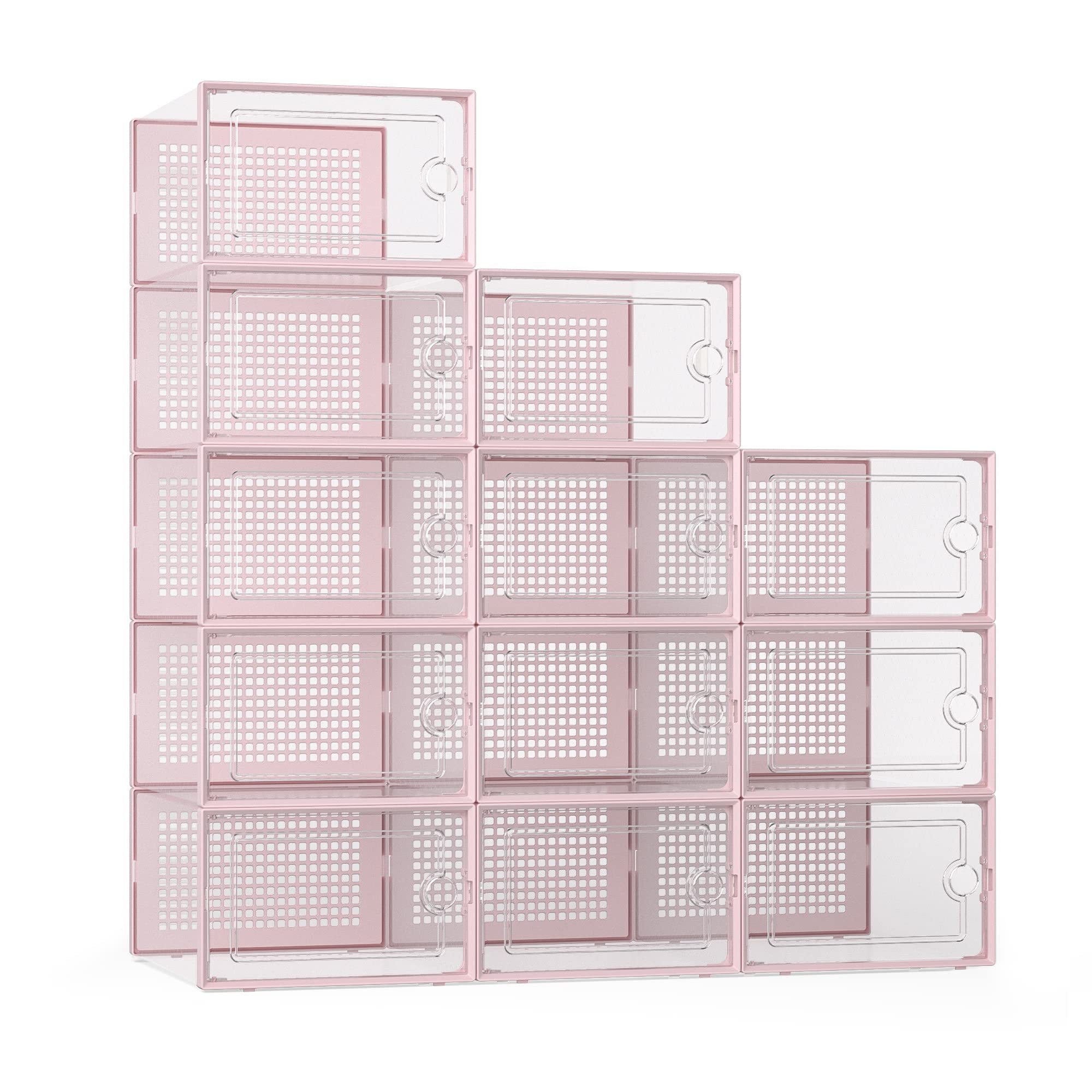 SMILESPACE Wholesale Transparent Plastic Sneaker Stackable Shoe Storage Boxes For Shoes Display Shoe Case