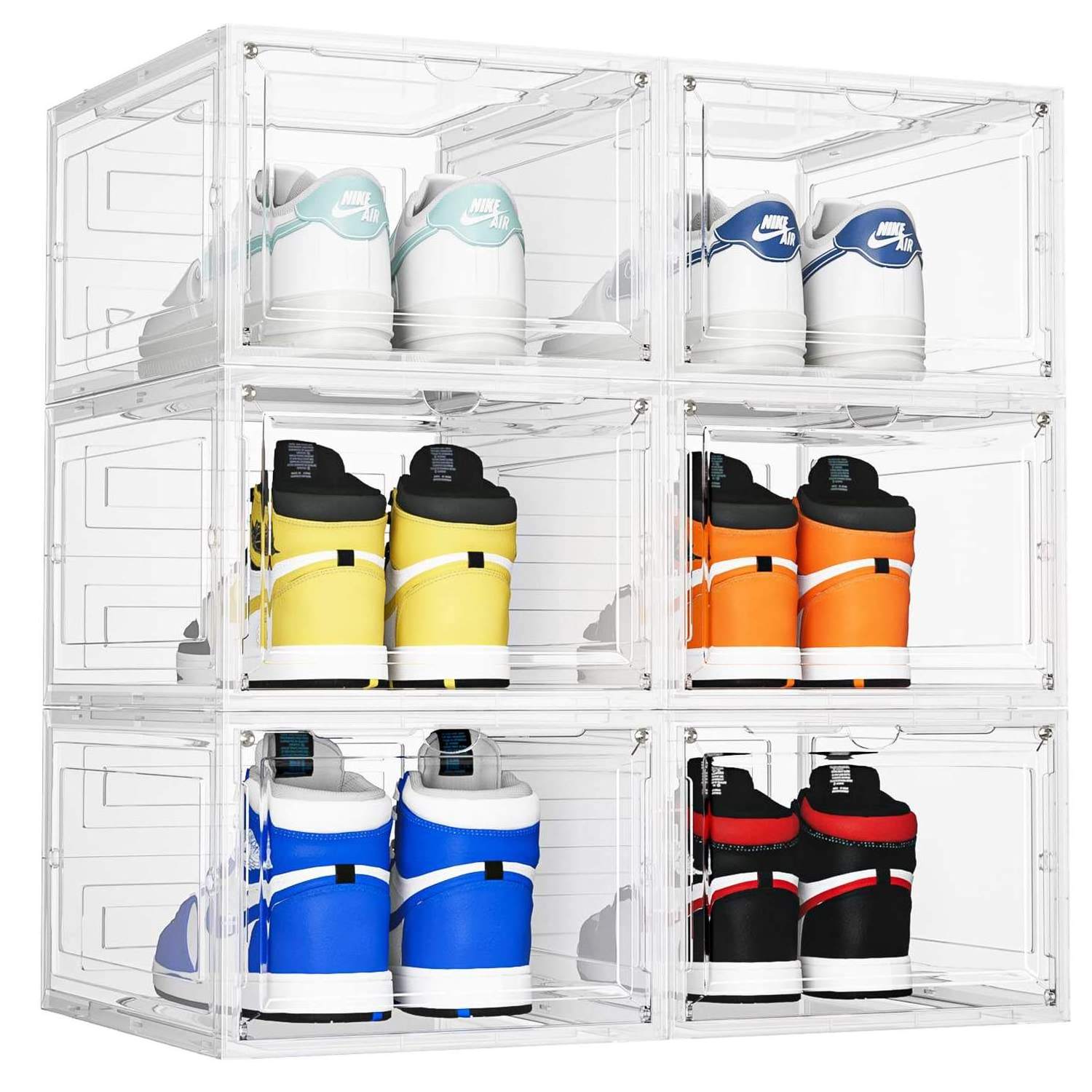 Foldable Custom Clear Stackable Plastic Front Drop High Heels Shoes Container Storage Show Box