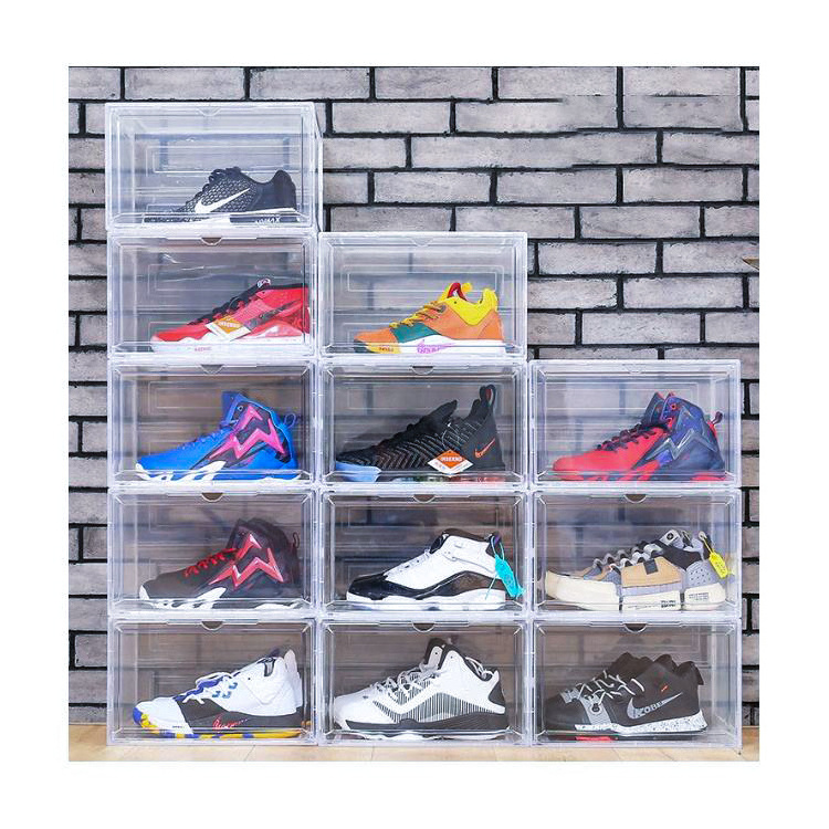 Sports Shoe Crates High Quality Big Rack Folding Shoe Storage Box With Lid