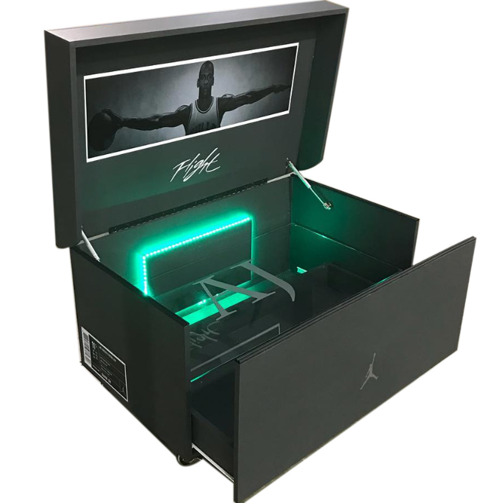 Sneakerhead Led Lights Glass Shelf Trainer Sneaker Shoe Storage Case Giant Shoe Box For Ni ke