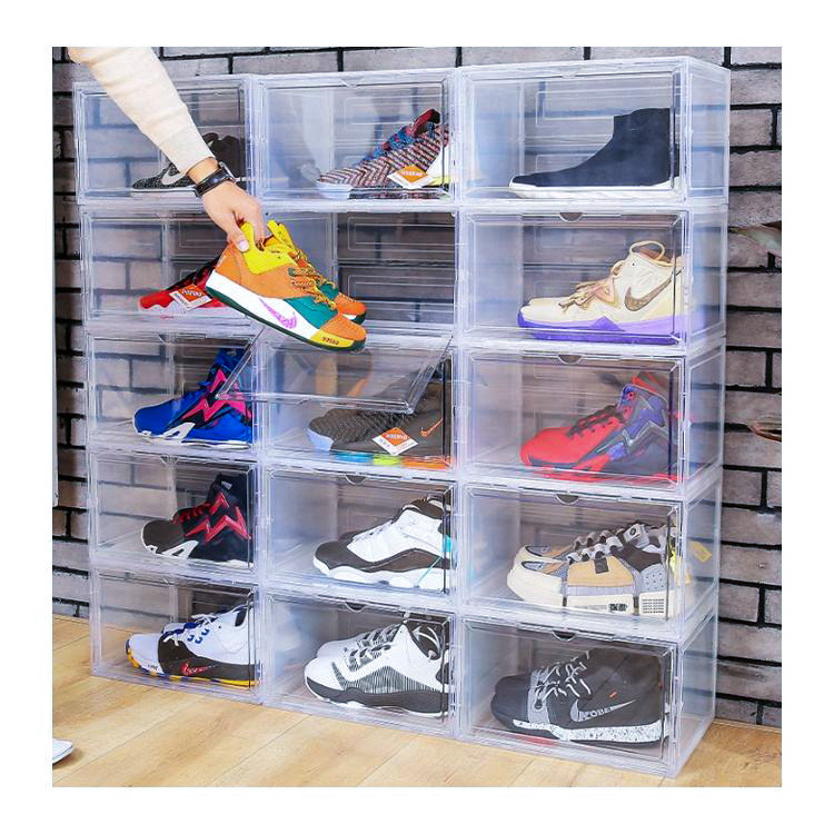 Sports Shoe Crates High Quality Big Rack Folding Shoe Storage Box With Lid