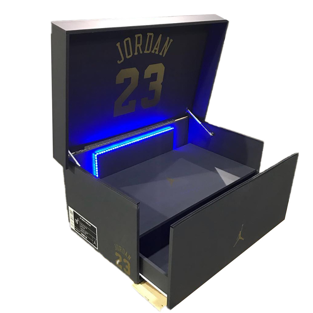 Sneakerhead Led Lights Glass Shelf Trainer Sneaker Shoe Storage Case Giant Shoe Box For Ni ke