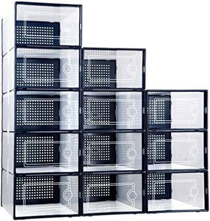 Sneaker Storage Clear GRS Plastic Shoe Box 12 PACK Stackable Shoe Box Shoe Container Storage Boxes with Lids