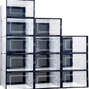 Sneaker Storage Clear GRS Plastic Shoe Box 12 PACK Stackable Shoe Box Shoe Container Storage Boxes with Lids