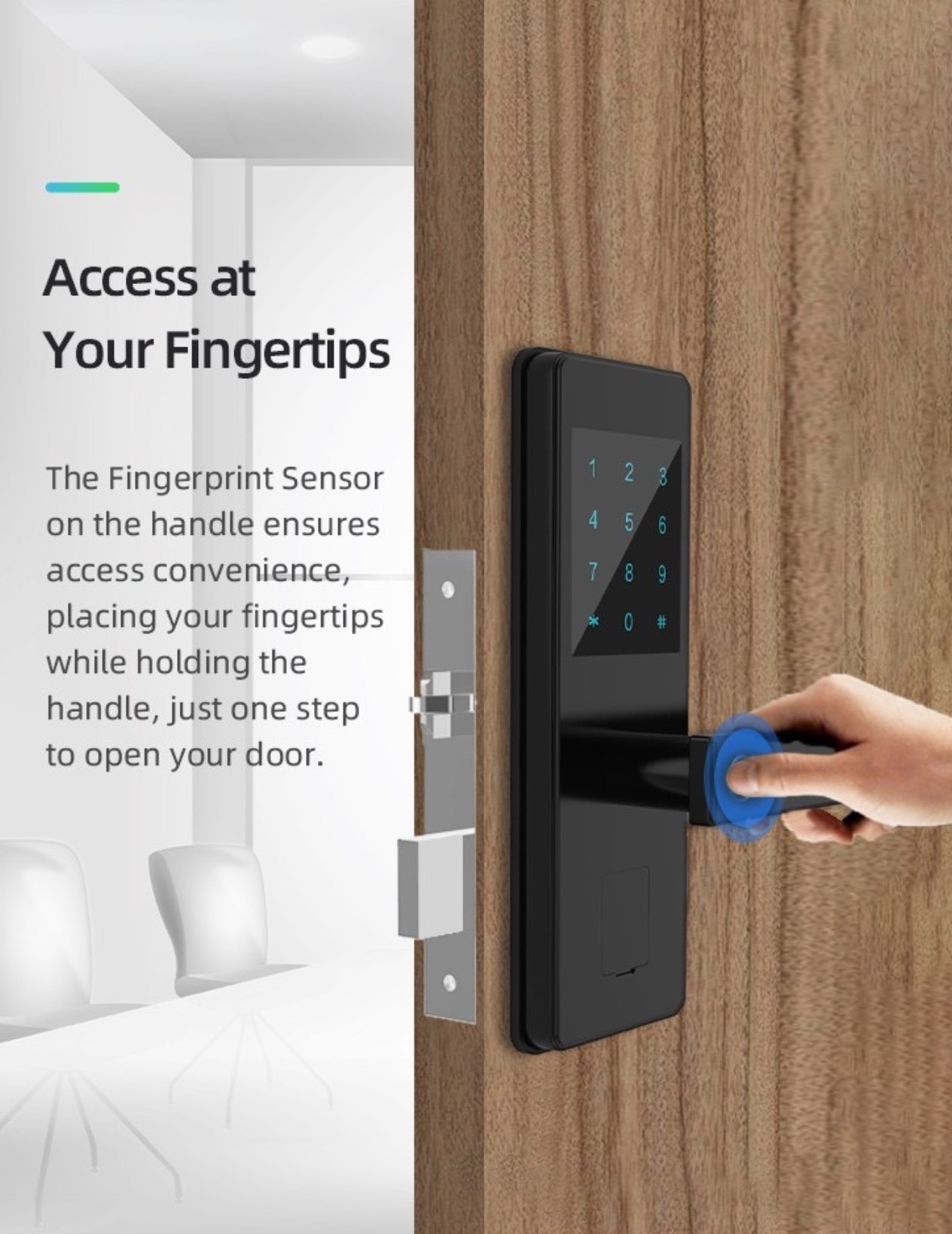 Tuya App Fingerprint Door Lock With Touch Screen Password, RFID Card and Keys Compatible With iOS and Android System