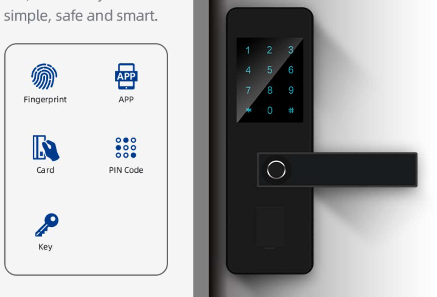 Tuya App Fingerprint Door Lock With Touch Screen Password, RFID Card and Keys Compatible With iOS and Android System