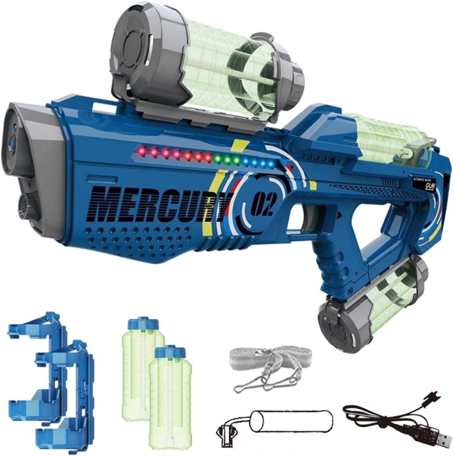 Big Capacity Water Tank Blaster Pistol Flashing LED Lights and Blasting Laser FX Sounds Electric Water Blaster