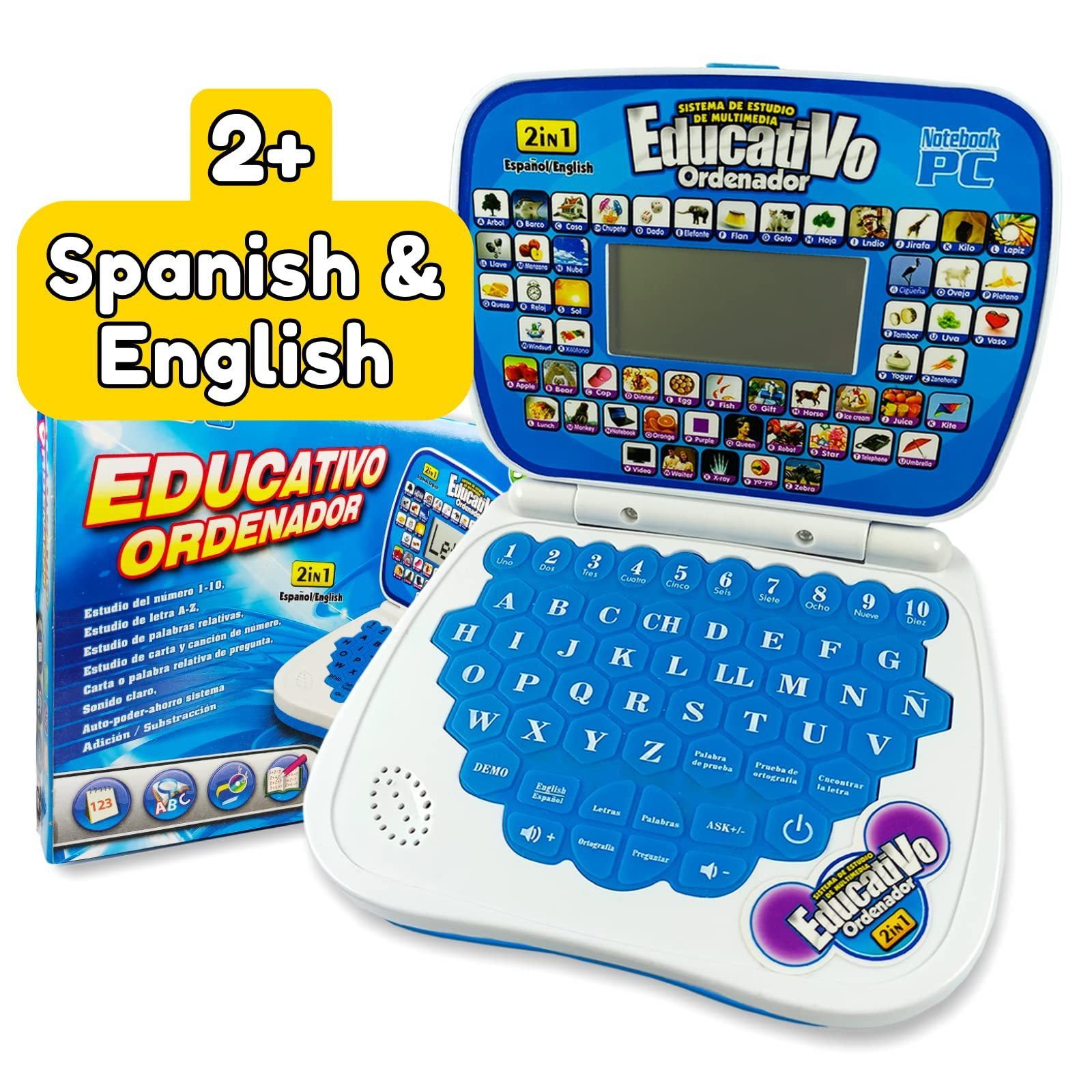 Children  Arabic English French Language Spanish Learning Small Laptop Toy with Screen for Kids