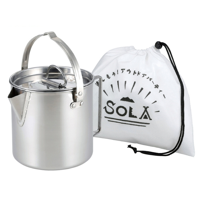 Outdoor Portable Folding Kettle Stainless Steel Picnic Cooker Kettle 1.2L Camping Coffee Pot Teapot Hanging Pot