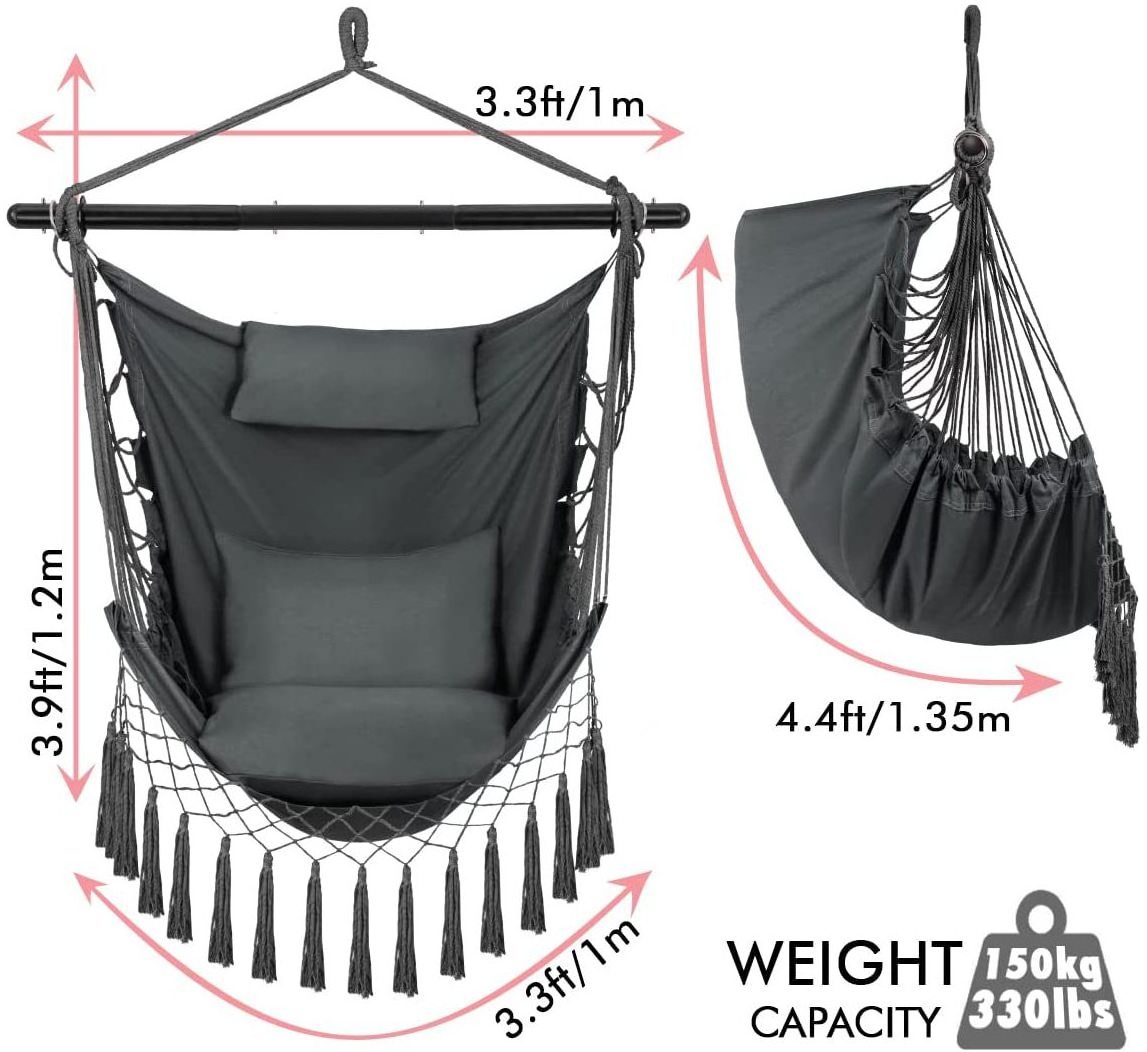 Camping Hiking Rope Swing Chair Macrame Hanging Hammock Seat Columpio Swing Indoor Outdoor Patio Chair Macrame Swing