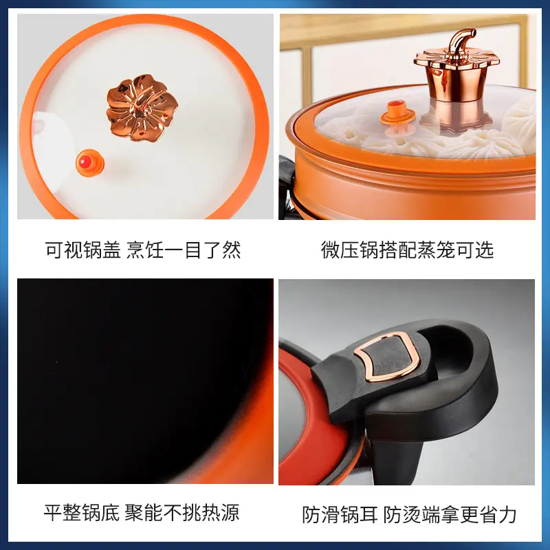 New Kitchen Cookware Product  8L Orange Cast Iron Non-stick Stew Soup Pot Gas Pumpkin Shape Micro Pressure Cooker