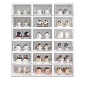 12pcs set Fold Plastic Shoes Case Thickened Transparent Drawer Case Plastic Shoe Boxes Stackable Box Shoe Organizer Shoebox