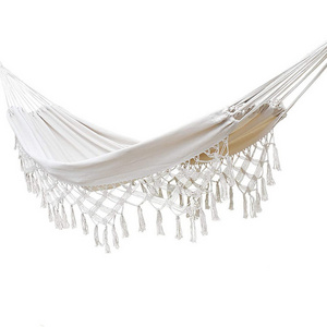 Ins Tassel Hammock Outdoor Camping Travel Equipment Leisure Canvas Indoor Double Single Hammock Tassel Hammock Chair