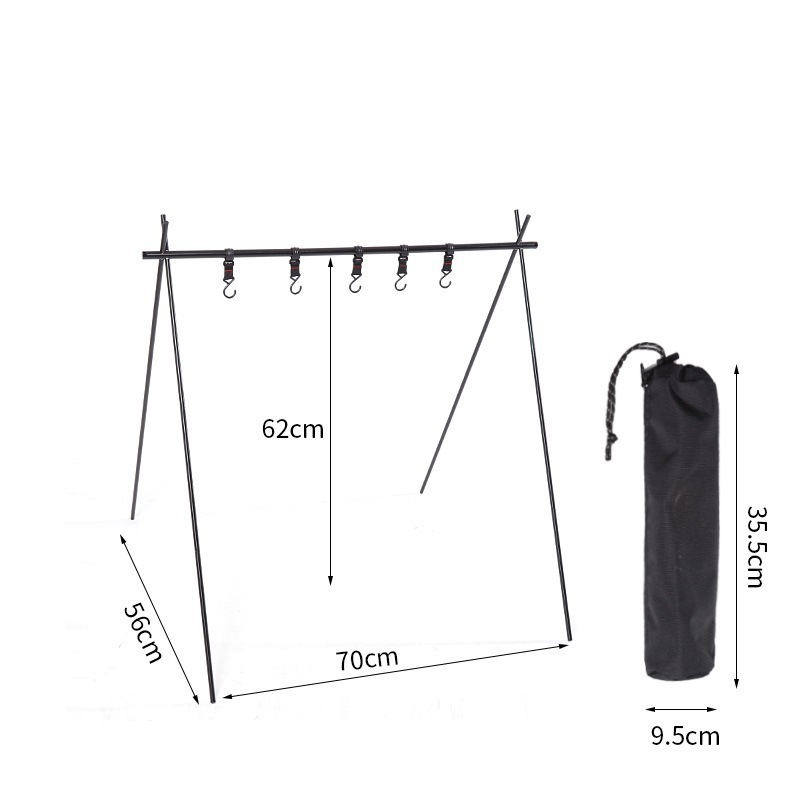 Outdoor Travel Camping Portable Foldable Barbecue Rack Cookware Hanger Triangle Storage Rack