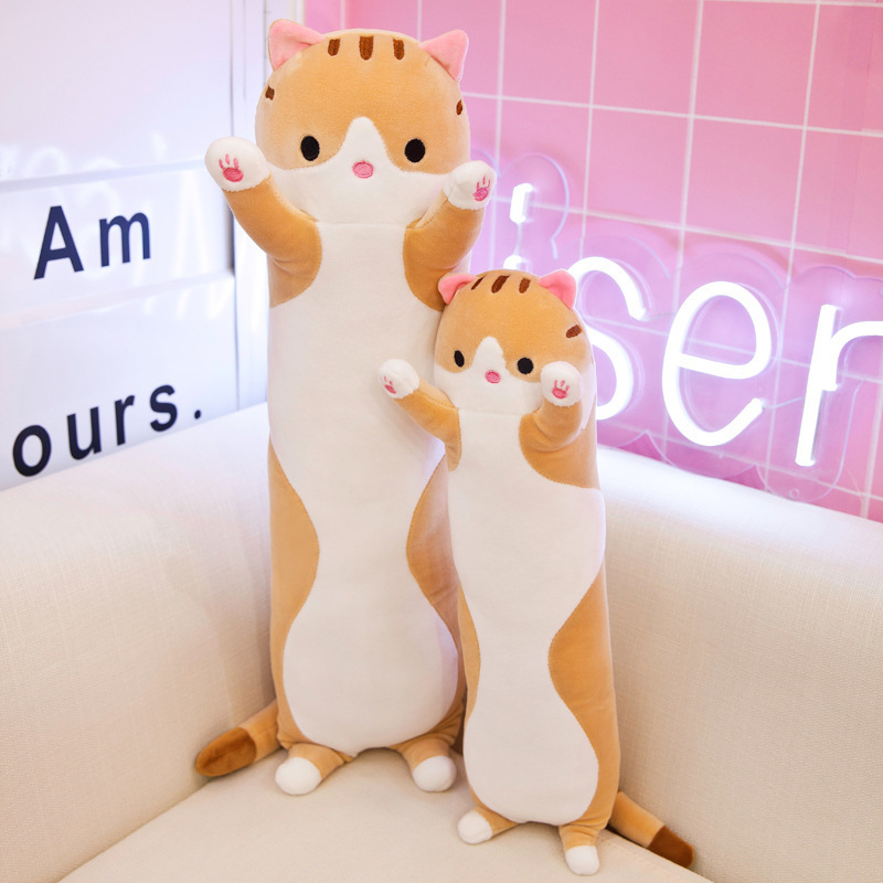 The Latest Big Size Long Cat Kitten Soft Cartoon Sleeping Companion Bolster Kids' Plush Hugging Pillow High Stuffed Animal Toys