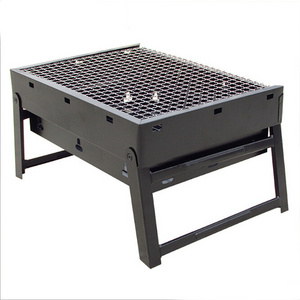 Wholesale Black Steel Folding Barbecue Charcoal Grill Portable Camping Barbecue Rack Outdoor Fire Pit Barbecue Grill