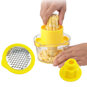 Hot Sale 3 In 1 Multi-function Stainless Steel Corn Stripper Of Multi-tool Kitchen Gadget Set With Measuring Cup And Grater