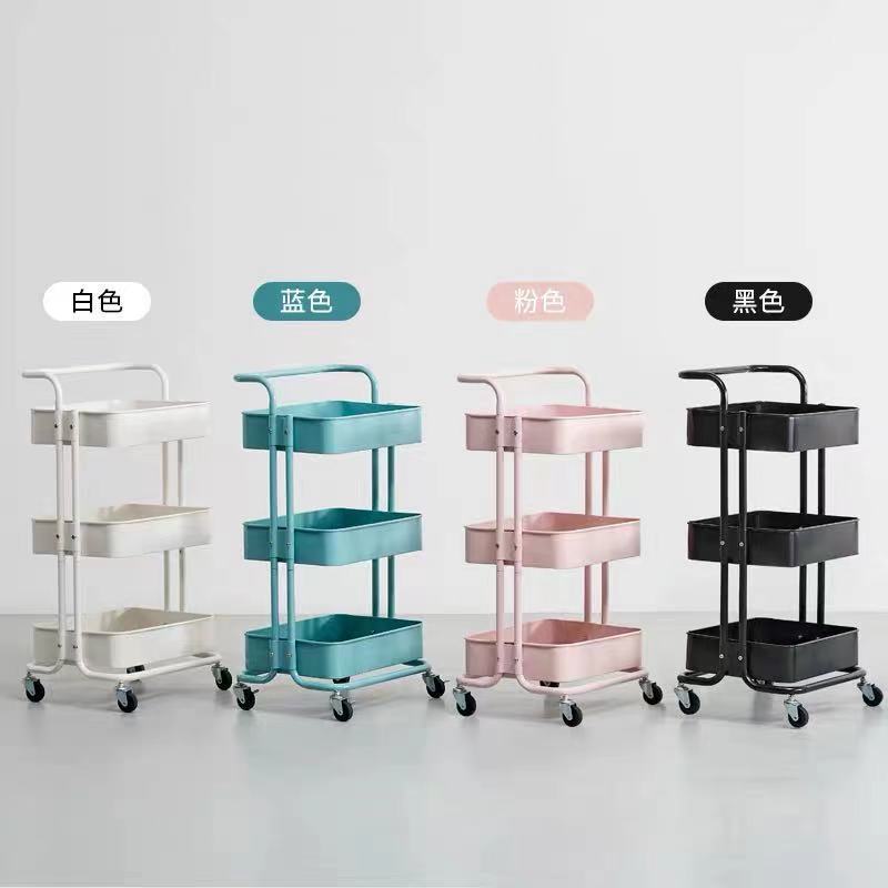 Hot Sale Professional Design Metal Rolling Utility Shelf Storage Cart 3 Tier No Screw Mesh Basket Storage Rack Trolley