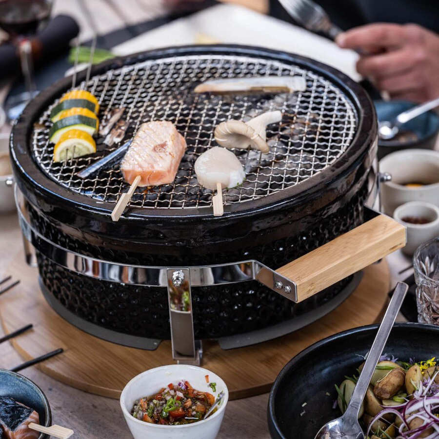 High Configuration Outdoor Mini Tabletop Contact Charcoal Japanese Yakitori Hibachi BBQ Grill