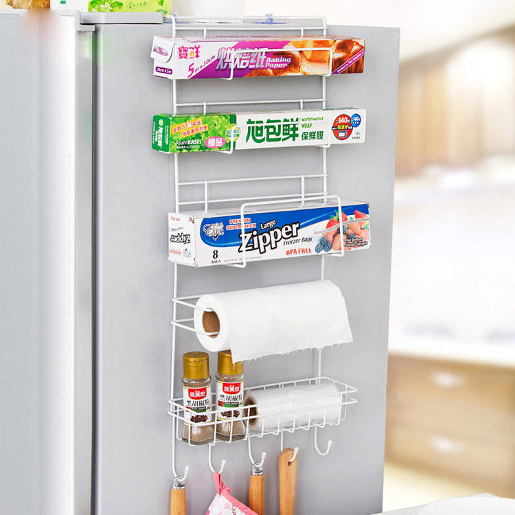 Fresh-keeping Bag Paper Towel Refrigerator Side Wall Storage Rack Fridge Storage Rack Solid Over The Door Organizing Hanger