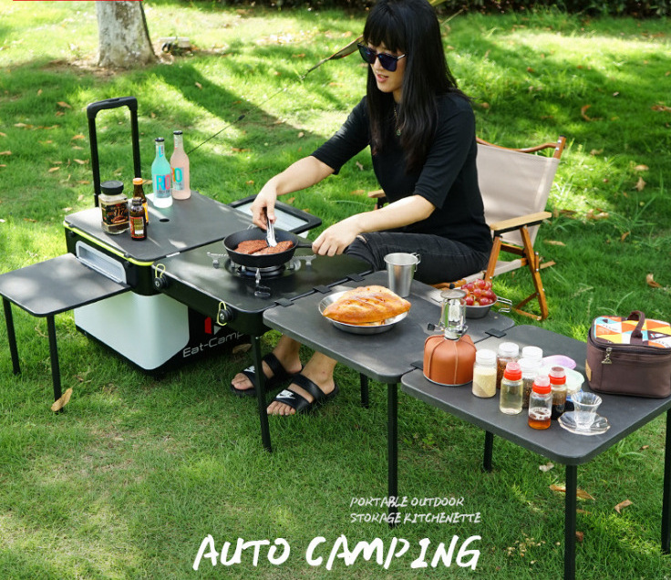 Foldable Mobile Kitchen Portable Camp Kitchen Outdoor Camping Kitchen Table for Camping