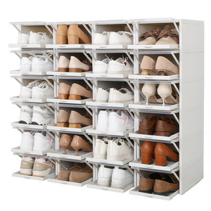 Push-pull Drawer Shoe Box Plastic Clear Shoe Cabinet Finishing Stacking Flip-top Storage Boxes Shoe Rack