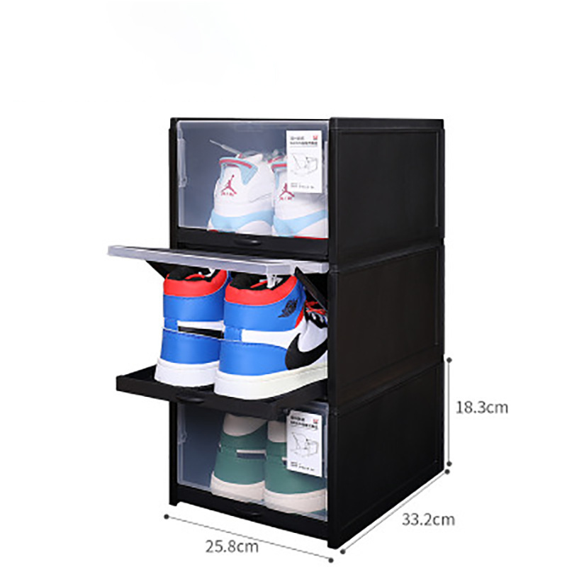 Push-pull Drawer Shoe Box Plastic Clear Shoe Cabinet Finishing Stacking Flip-top Storage Boxes Shoe Rack