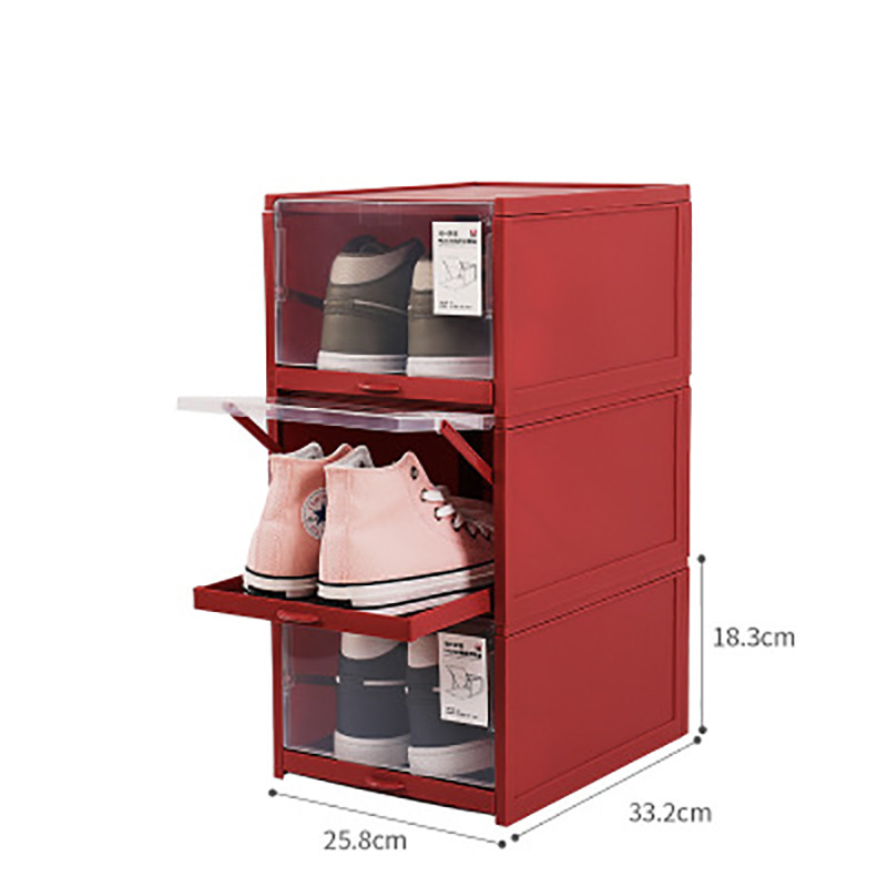 Push-pull Drawer Shoe Box Plastic Clear Shoe Cabinet Finishing Stacking Flip-top Storage Boxes Shoe Rack