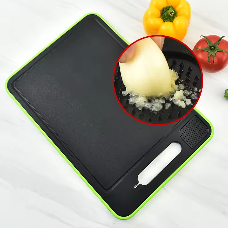 Kitchen Double Side Premium Aluminum Defrosting Plate Plastic Vegetable Cutting Board Set With Garlic Grinder Sharpener