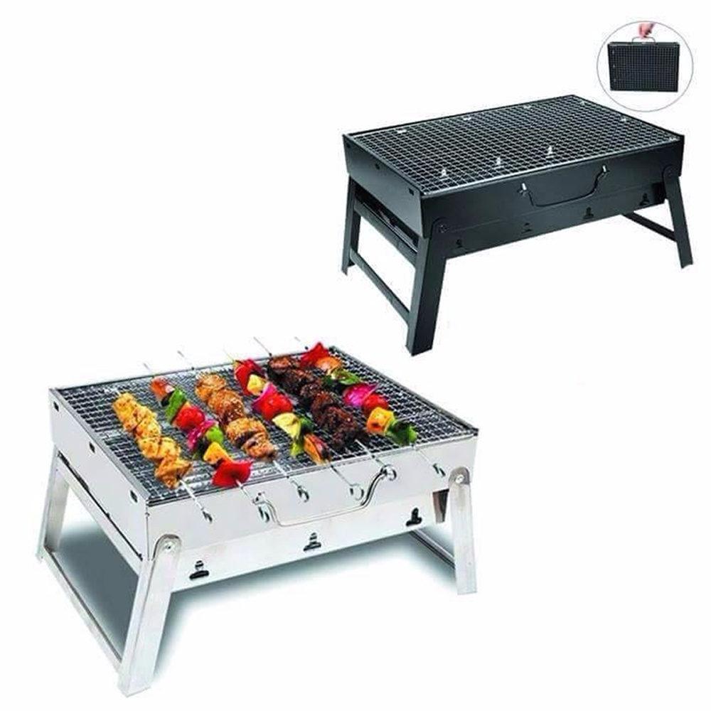 Wholesale Black Steel Folding Barbecue Charcoal Grill Portable Camping Barbecue Rack Outdoor Fire Pit Barbecue Grill