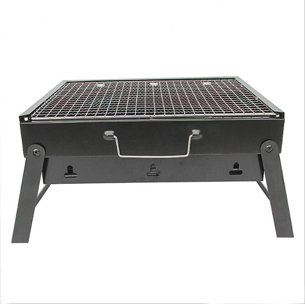 Wholesale Black Steel Folding Barbecue Charcoal Grill Portable Camping Barbecue Rack Outdoor Fire Pit Barbecue Grill