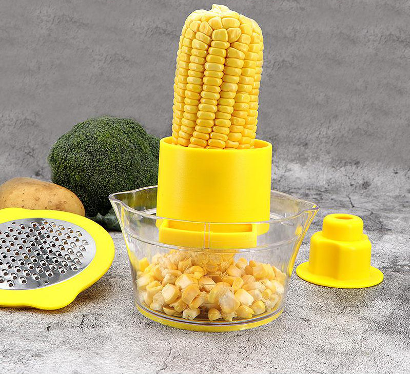 Hot Sale 3 In 1 Multi-function Stainless Steel Corn Stripper Of Multi-tool Kitchen Gadget Set With Measuring Cup And Grater