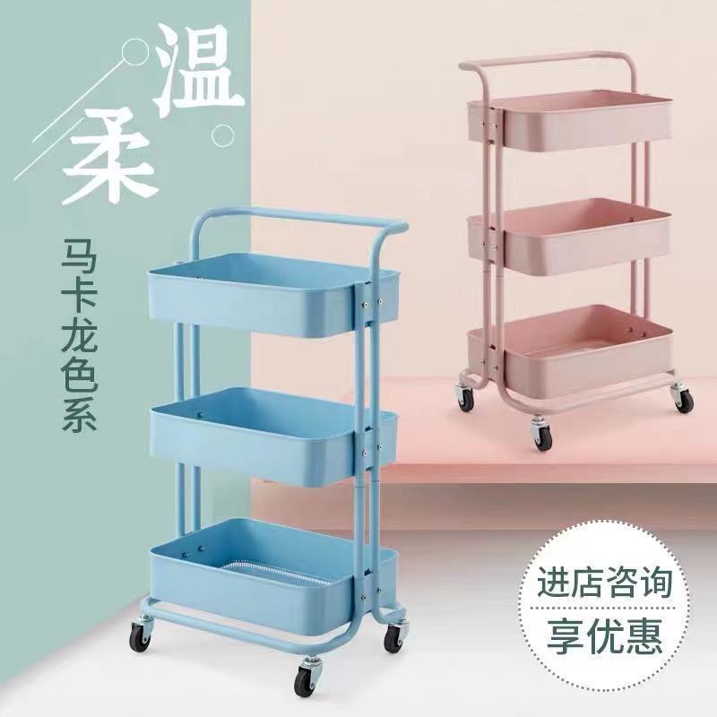 Hot Sale Professional Design Metal Rolling Utility Shelf Storage Cart 3 Tier No Screw Mesh Basket Storage Rack Trolley