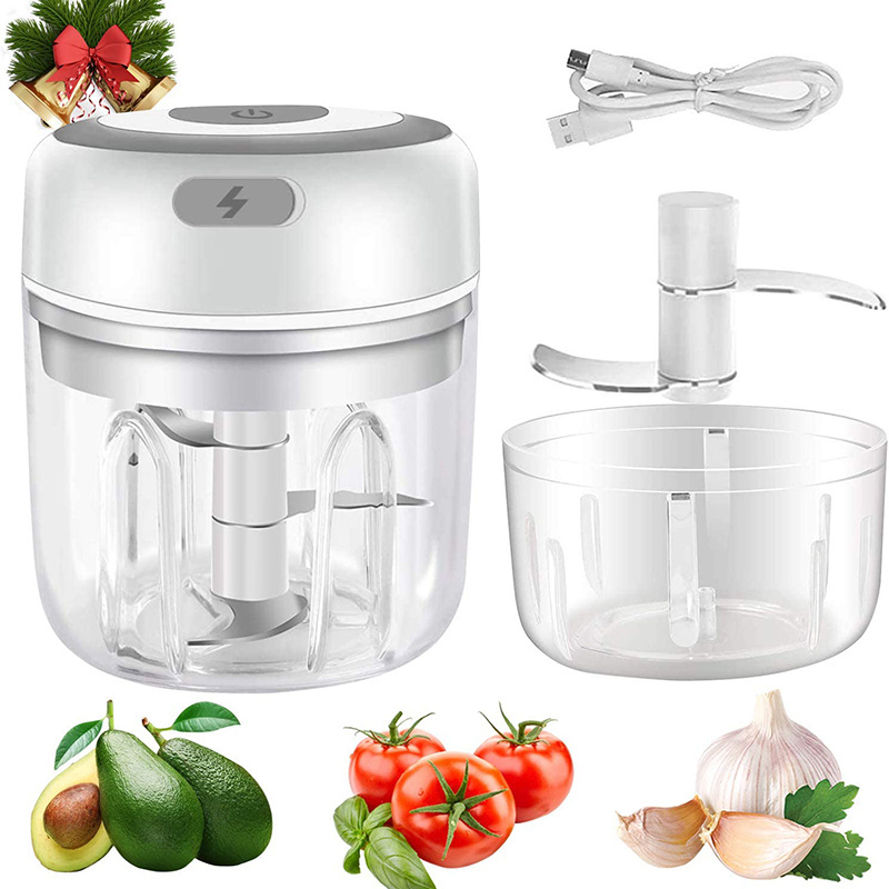 Hot Selling 100ml/250ml Smart Gadget Mini Garlic Masher Electric Double Cup Food Garlic Vegetable Chopper for Home Use