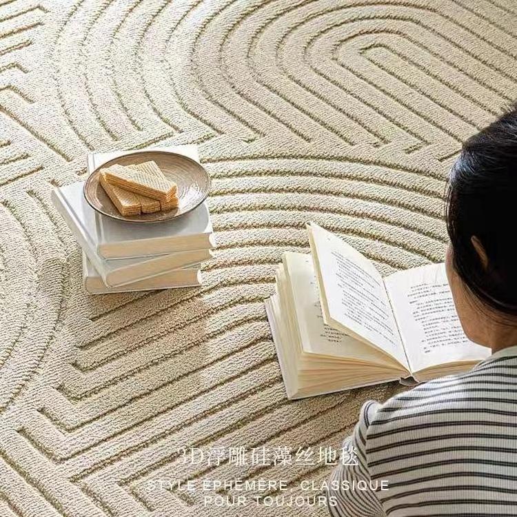 Luxury Beige Water Proof Turkish Rug Machine  3d Hand Tufted Area Rug Living Room Carpet