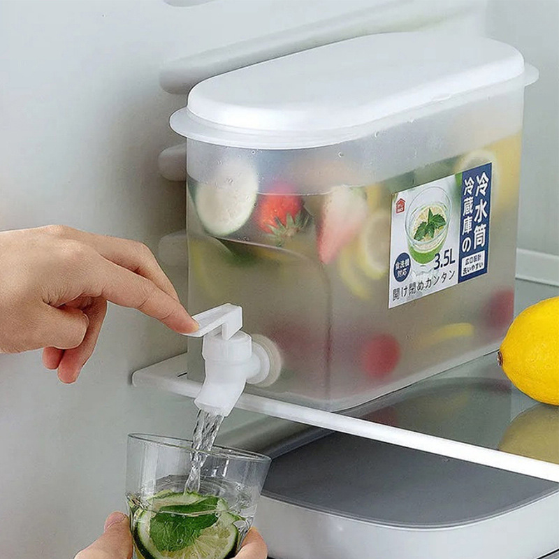 Lemonade Bottle Refrigerator Cool Bucket Ice Kettle Water Juice Teapot 3.5L Kettle With Faucet Large Capacity Cold Kettle