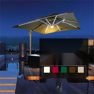 Wholesale Garden Restaurant Cafe Hotel Umbrellas & Bases Solar power Night Garden Foldable Parasol Cantilever Patio Umbrella