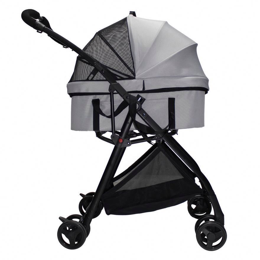 Pet Stroller 4 Wheels Dog Stroller Trolley Folding Lightweight Outdoor Small Teddy Dog Cat Hand Stroller