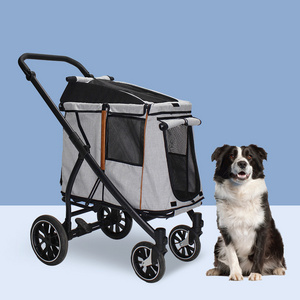 Fashion Design Foldable Outdoor Travel 4 Wheels Large Big Pet Large Dog Stroller