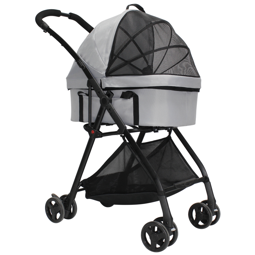 Pet Stroller Dog Cat Cage Carrier Travel Pushchair Foldable 3 IN 1 Seat Wheels Pet Stroller