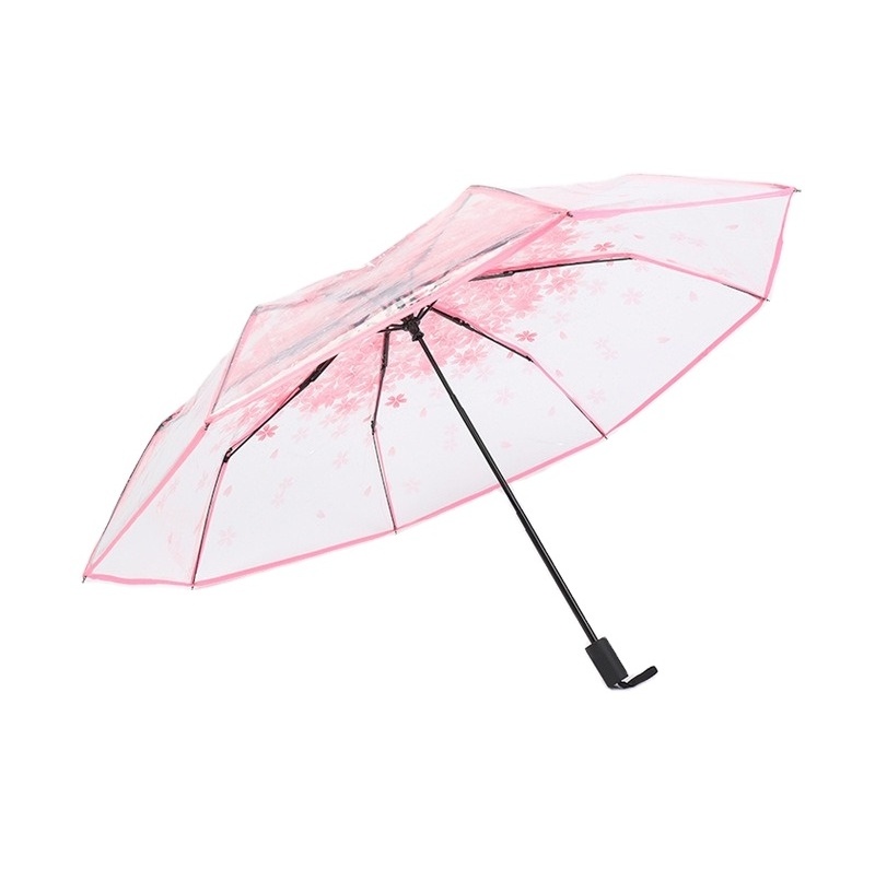 Creative Manual Transparent Umbrella Rain 3 Fold Rain Umbrella Male and Woman Student Clear Umbrella for girls