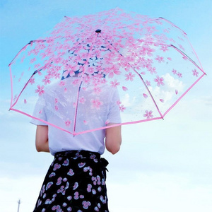 Ins Small Daisy Clear Automatic Umbrella for Women Girls Paraguas Mujer Sombrillas Three Fold Flower Transparent Umbrella