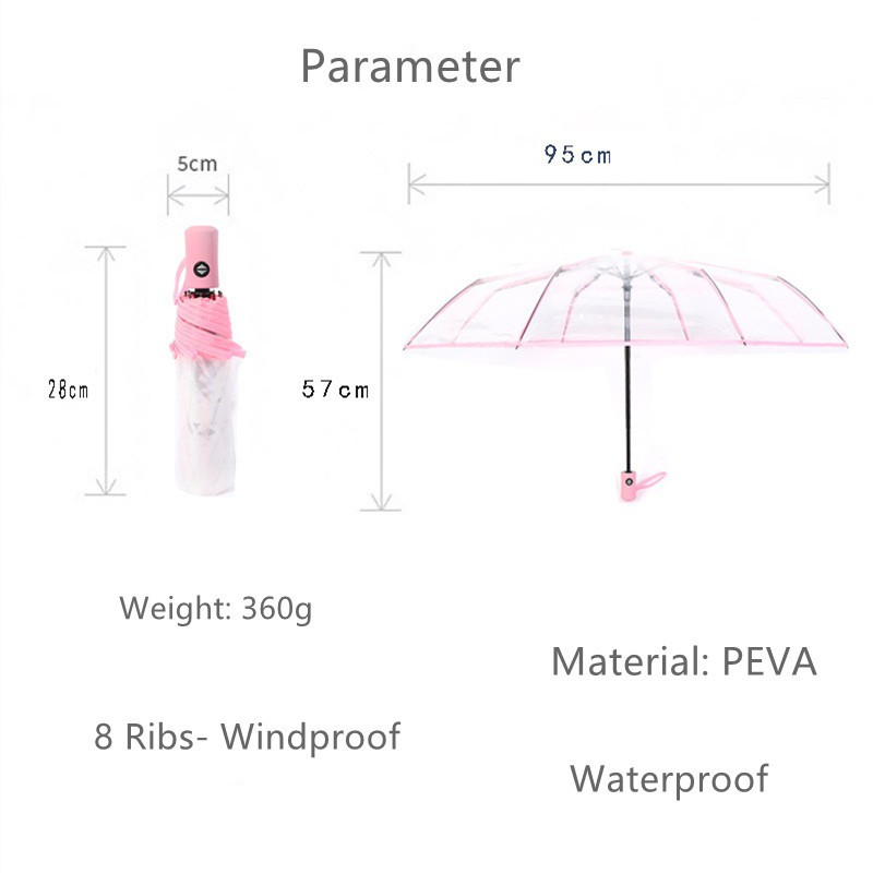 Ins Small Daisy Clear Automatic Umbrella for Women Girls Paraguas Mujer Sombrillas Three Fold Flower Transparent Umbrella