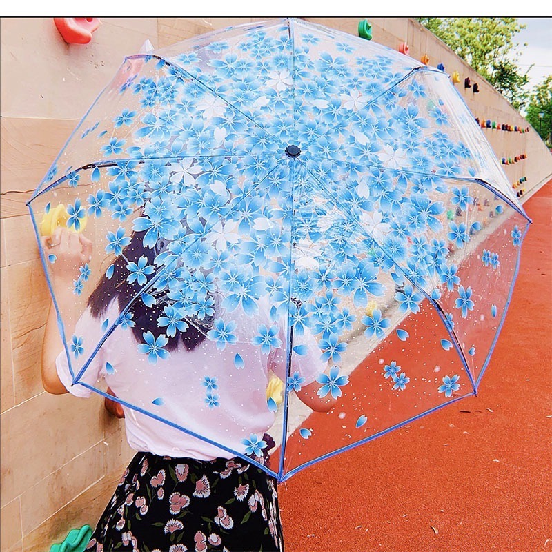 Ins Small Daisy Clear Automatic Umbrella for Women Girls Paraguas Mujer Sombrillas Three Fold Flower Transparent Umbrella