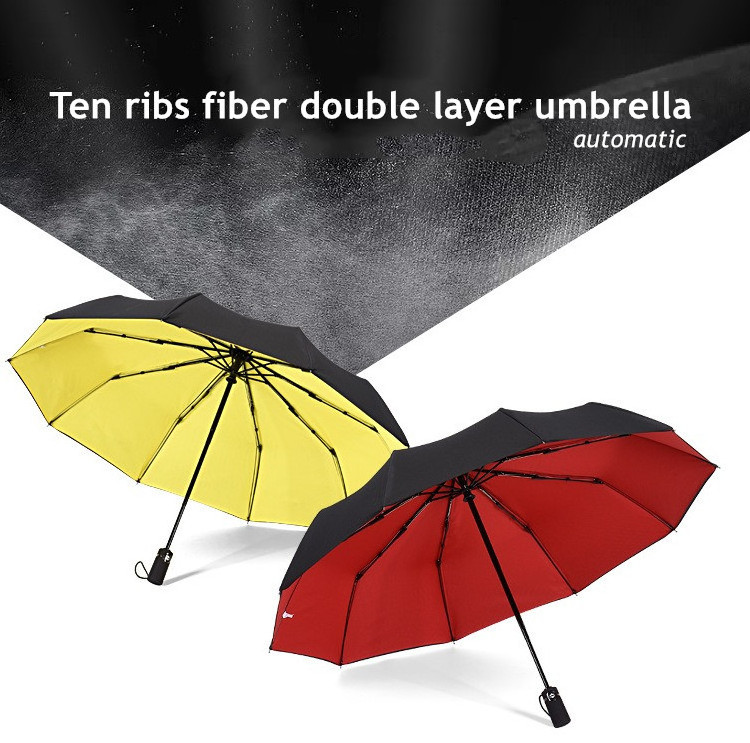 Windproof Double Layer Wind Resistant Umbrella Fully Automatic Rain Men Women 10K Strong Luxury Business Male Large Umbrellas