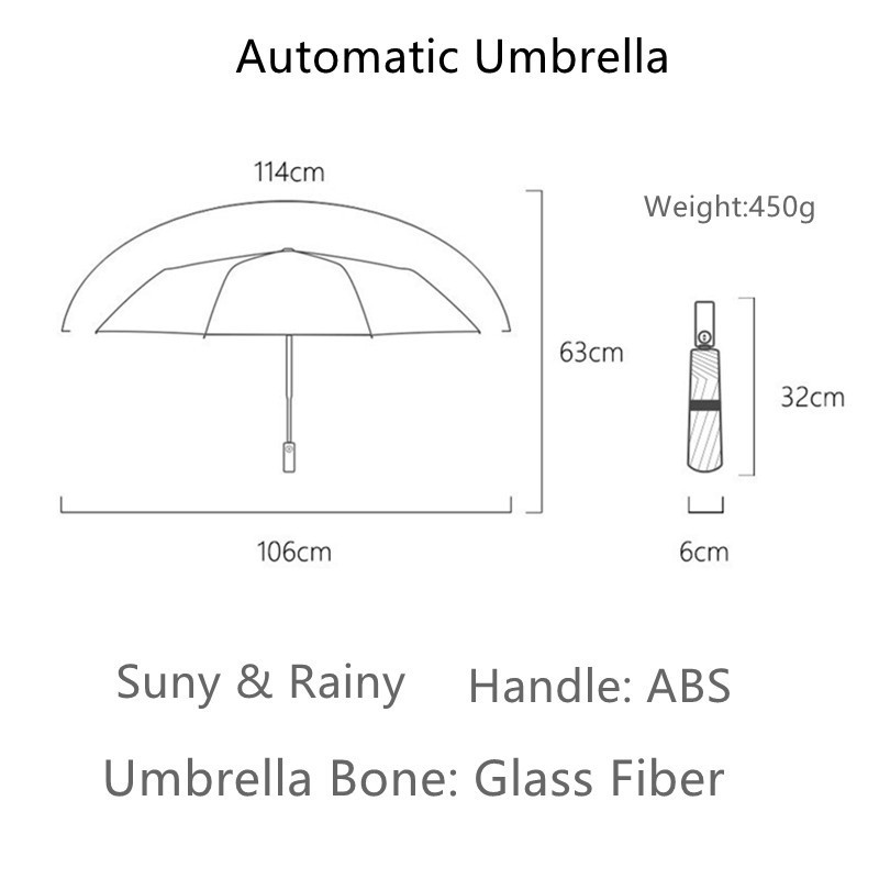 10 Ribs Automatic Umbrella Strong UV Umbrella Large Size 105cm Diameter Parasol Men Women Wind Rain Resistance Umbrellas