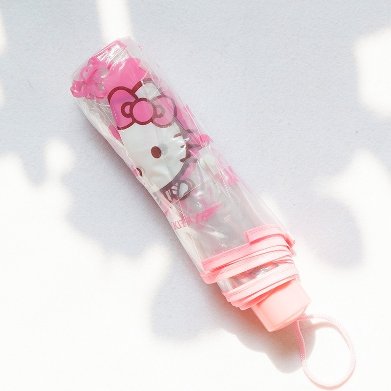 Wholesale Compact Clear Umbrella Student Girls Gift Cute Cartoon Manual Transparent 3 Folding Rain Umbrella